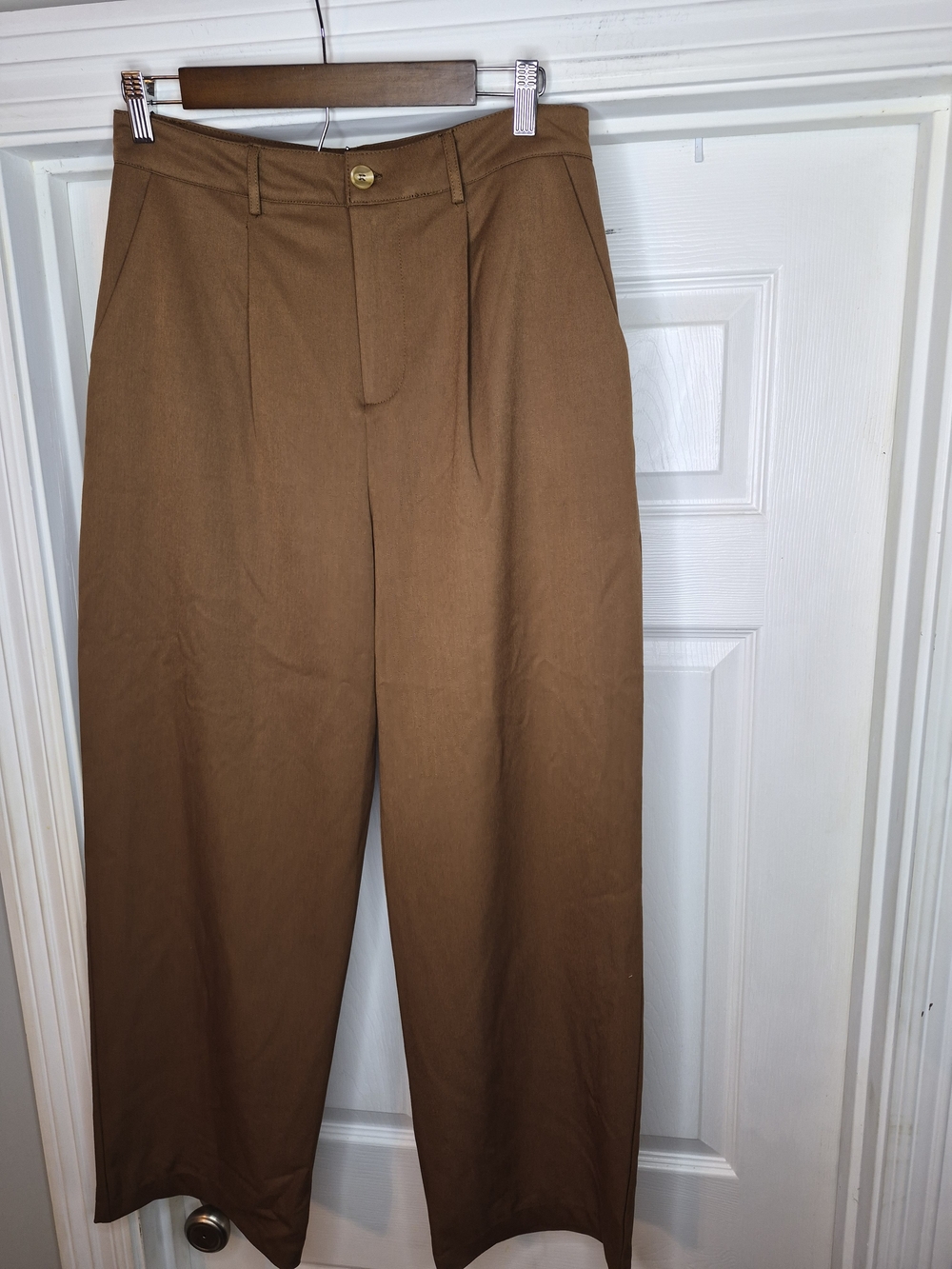 Evolutionary Wide Leg Brown Pleaded Front Dress Pants Large